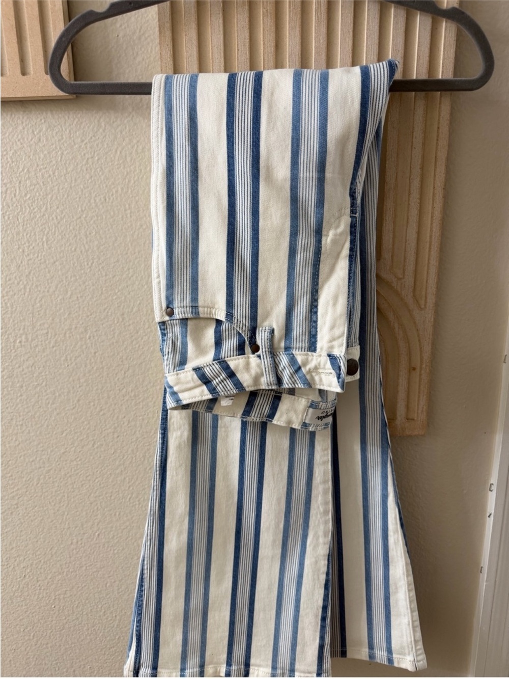 Wrangler Blue & White Vertical Stripe Flare Jeans - Women's - Picture 3 of 5